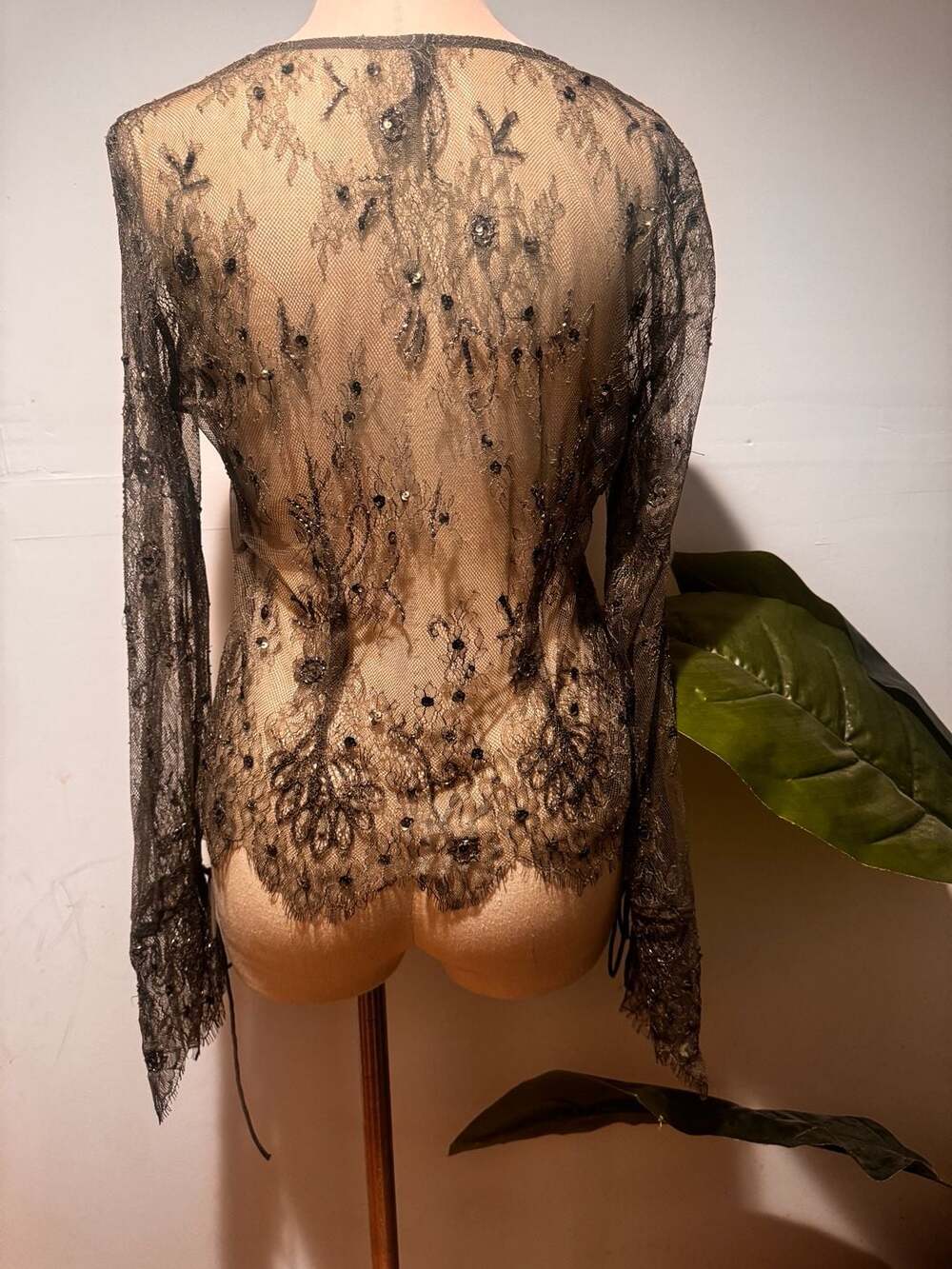 MNG Mango Sequin Embellished Lace Tie-Front Cardigan Size S (US 4) Evening Top - Picture 2 of 9